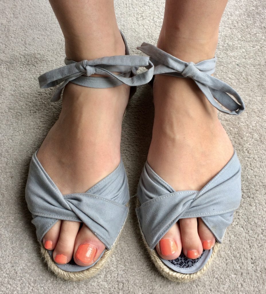 grey twist front open toe espadrilles